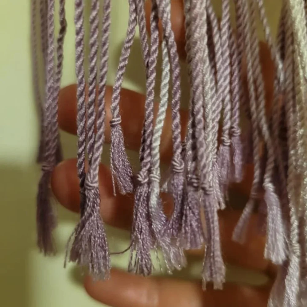 Merino Wool Fashion Scarf (Ivory & Purple) with Tassels (EUC; never worn)